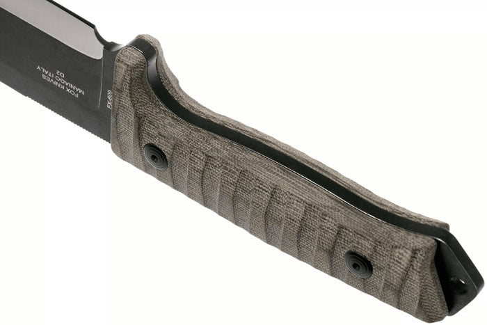 Couteau Fox Military Bushman FX.609OD lame 16cm manche micarta + étui en cuir