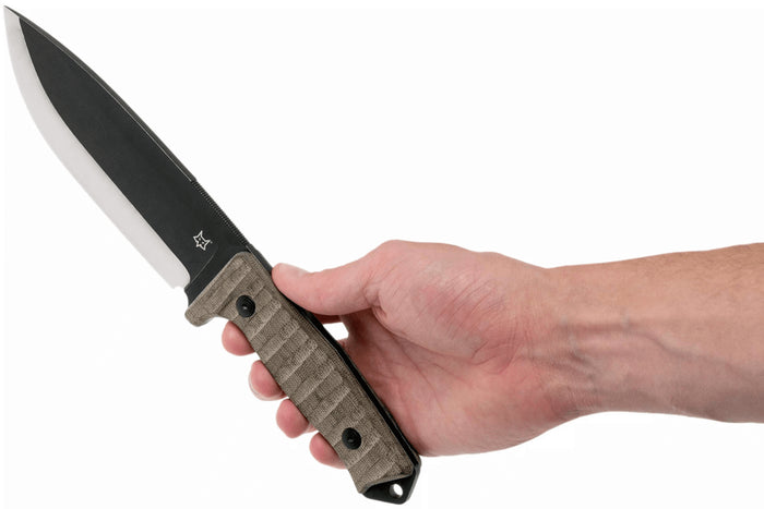 Couteau Fox Military Bushman FX.609OD lame 16cm manche micarta + étui en cuir