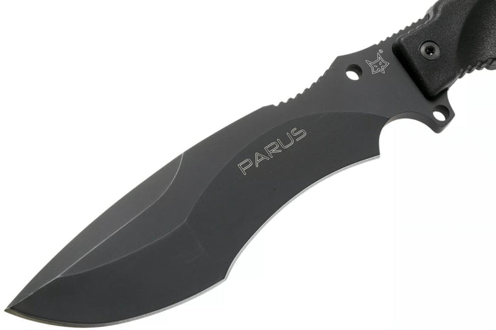 Couteau Fox Military Parus FX.9CM06 lame 17,5cm manche Forprene noir + étui en nylon + kit de survie