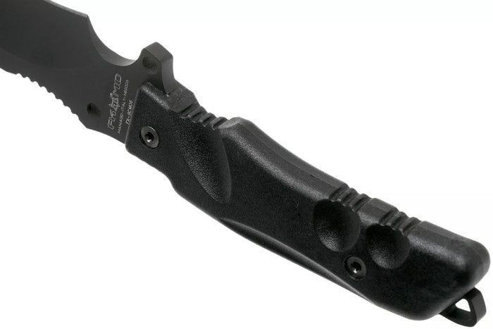 Couteau Fox Military Parus FX.9CM06 lame 17,5cm manche Forprene noir + étui en nylon + kit de survie