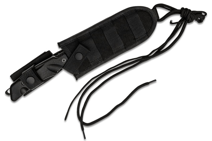 Couteau Fox Military Parus FX.9CM06 lame 17,5cm manche Forprene noir + étui en nylon + kit de survie
