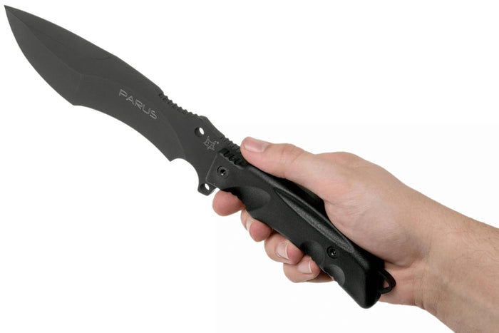 Couteau Fox Military Parus FX.9CM06 lame 17,5cm manche Forprene noir + étui en nylon + kit de survie