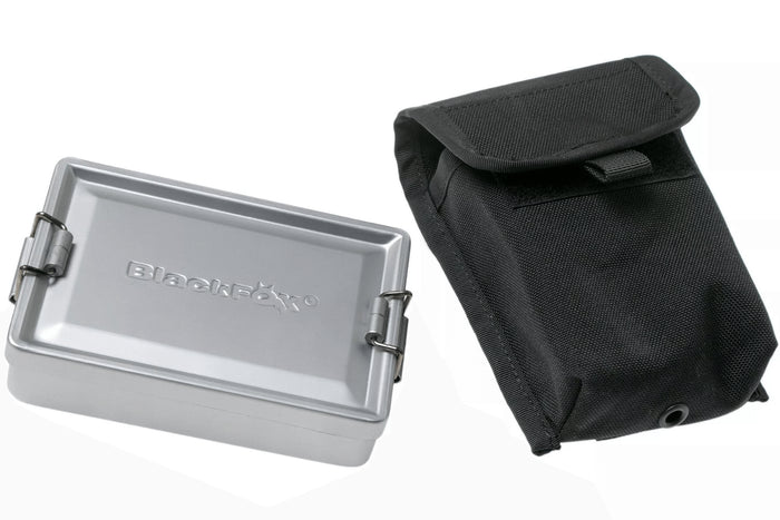 Couteau Fox Military Parus FX.9CM06 lame 17,5cm manche Forprene noir + étui en nylon + kit de survie