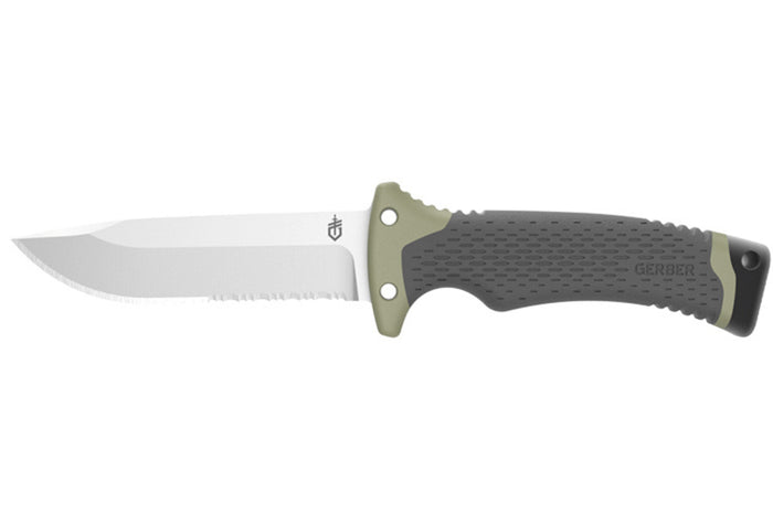 Couteau Gerber New Ultimate GE001830 lame semi-dentée 12cm manche en polypropylène + étui en nylon