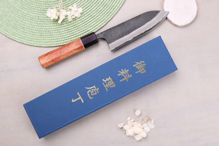 Couteau gyuto 15cm japonais artisanal Masashi Yamamoto BS1 Black Nashiji