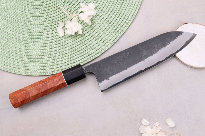 Couteau gyuto 18cm japonais artisanal Masashi Yamamoto BS1 Black Nashiji