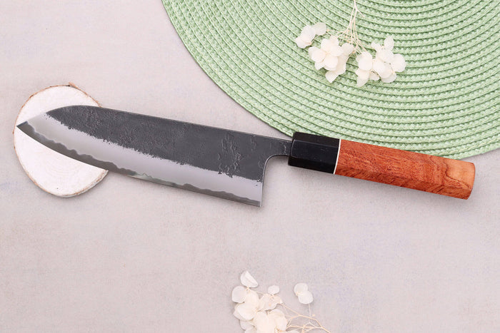 Couteau gyuto 18cm japonais artisanal Masashi Yamamoto BS1 Black Nashiji