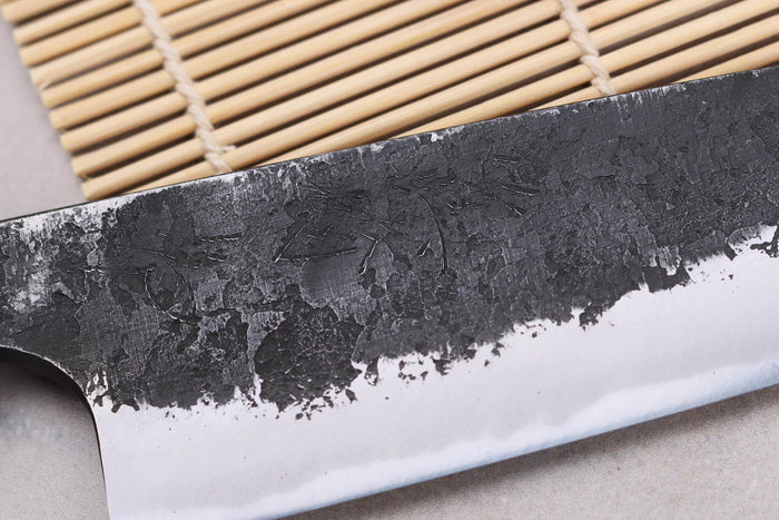 Couteau gyuto 18cm japonais artisanal Naoki Mazaki WS2 Black Nashiji