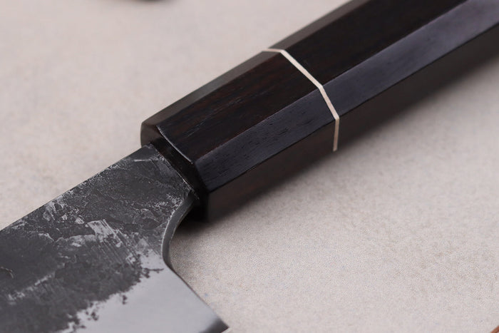 Couteau gyuto 18cm japonais artisanal Naoki Mazaki WS2 Black Nashiji