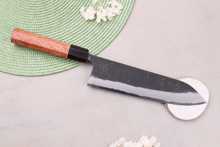 Couteau gyuto 21cm japonais artisanal Masashi Yamamoto BS1 Black Nashiji