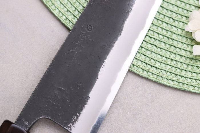 Couteau gyuto 21cm japonais artisanal Masashi Yamamoto BS1 Black Nashiji