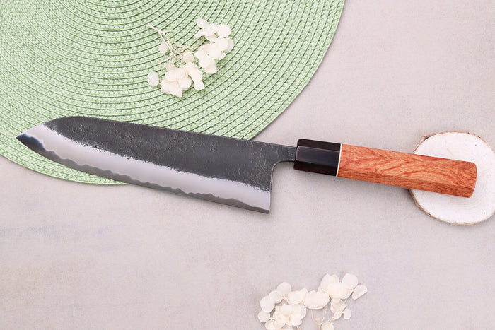 Couteau gyuto 21cm japonais artisanal Masashi Yamamoto BS1 Black Nashiji