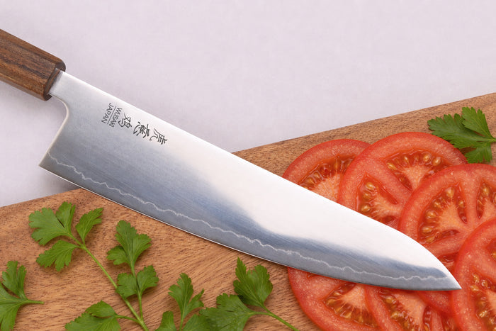 Couteau gyuto 21cm japonais artisanal Wusaki Hikari SLD manche bubinga