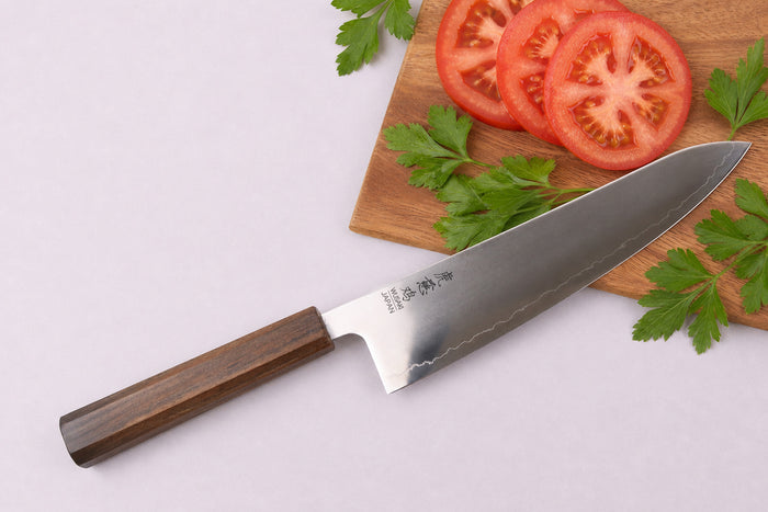 Couteau gyuto 21cm japonais artisanal Wusaki Hikari SLD manche bubinga
