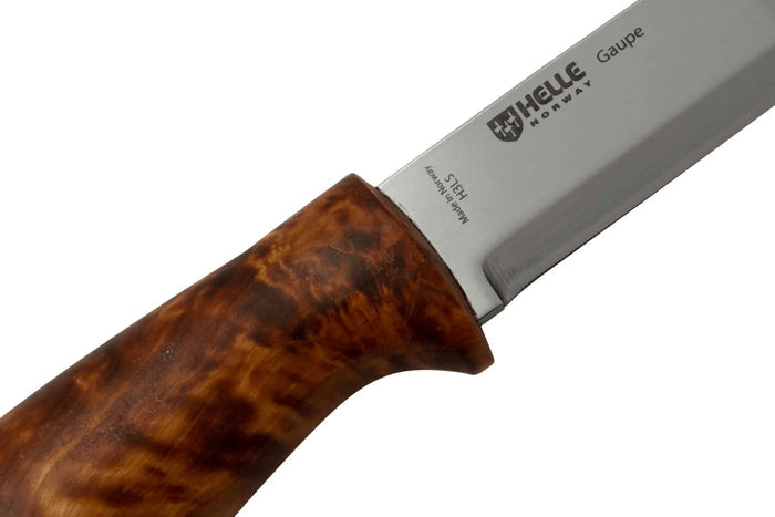 Couteau Helle Gaupe H310 lame en acier inox 10,7cm manche en bois de bouleau + étui en cuir