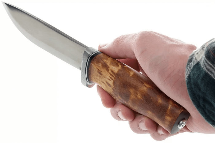 Couteau Helle GT H036 lame en acier inox 12,3cm manche en bouleau frisé + étui en cuir