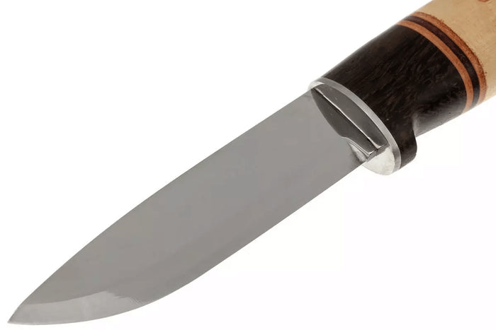 Couteau Helle Harding H099 lame 10cm manche en bouleau et en chêne avec cuir + étui en cuir