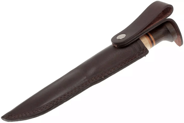 Couteau Helle Harding H099 lame 10cm manche en bouleau et en chêne avec cuir + étui en cuir