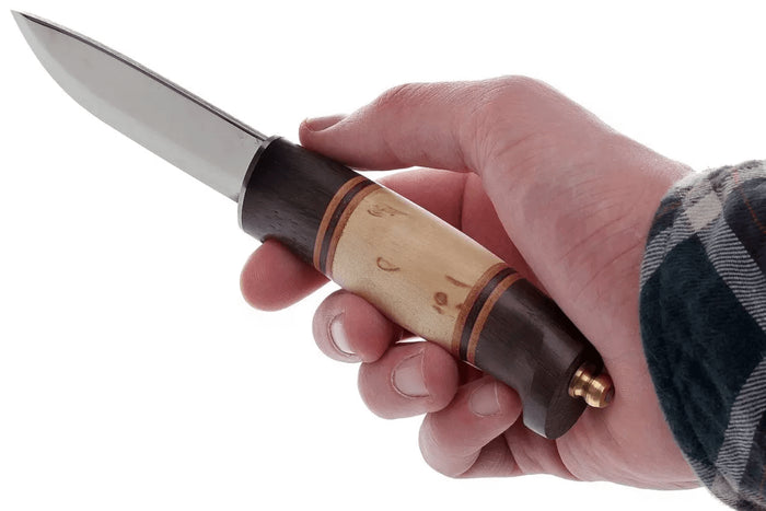 Couteau Helle Harding H099 lame 10cm manche en bouleau et en chêne avec cuir + étui en cuir