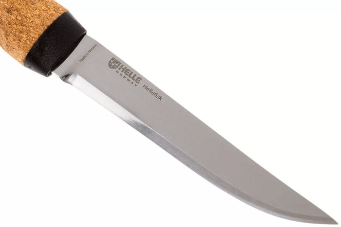 Couteau Helle Hellefisk H120 lame en inox 12,3cm manche en liège + étui en cuir
