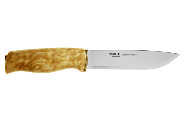 Couteau Helle Jegermester H042 lame en inox 13,5cm manche en bouleau + étui en cuir