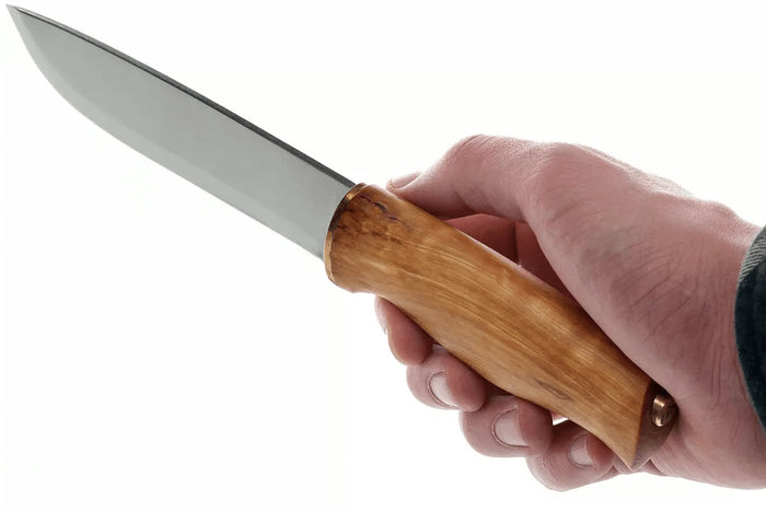 Couteau Helle Jegermester H042 lame en inox 13,5cm manche en bouleau + étui en cuir