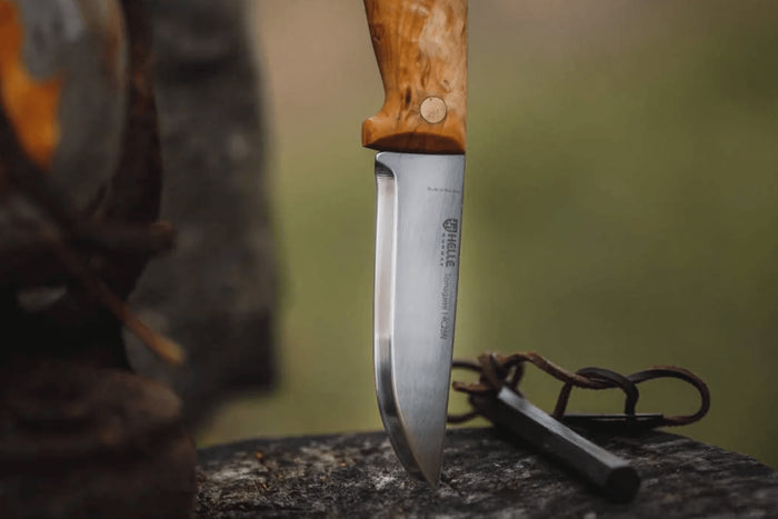 Couteau Helle Temagami H300 lame en acier inox 11cm manche en bouleau + étui en cuir