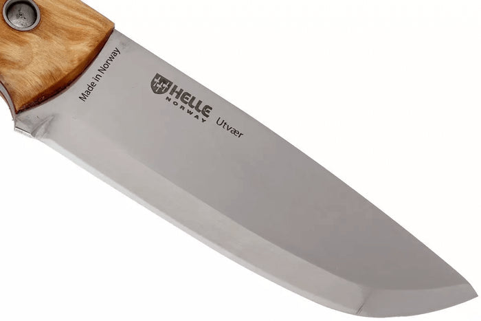 Couteau Helle Utvaer H600 lame en acier 10cm manche en bouleau frisé + étui en cuir