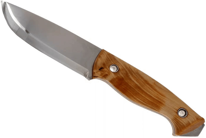 Couteau Helle Utvaer H600 lame en acier 10cm manche en bouleau frisé + étui en cuir