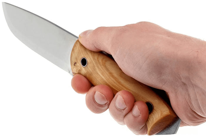 Couteau Helle Utvaer H600 lame en acier 10cm manche en bouleau frisé + étui en cuir