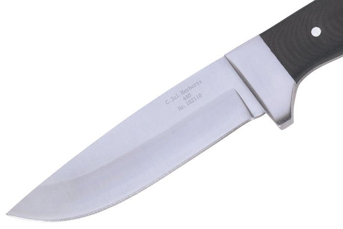 Couteau Herbertz 102110 lame en inox 9,8cm manche en micarta noir avec étui en cuir