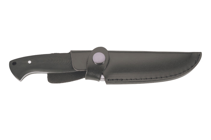 Couteau Herbertz 102110 lame en inox 9,8cm manche en micarta noir avec étui en cuir
