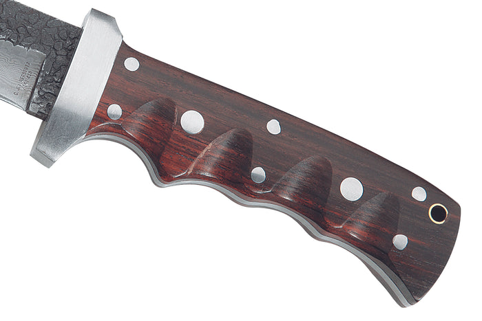 Couteau Herbertz 102913 lame damassée 12,1cm manche en bois riveté avec étui