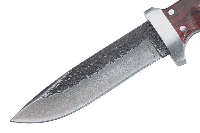 Couteau Herbertz 102913 lame damassée 12,1cm manche en bois riveté avec étui