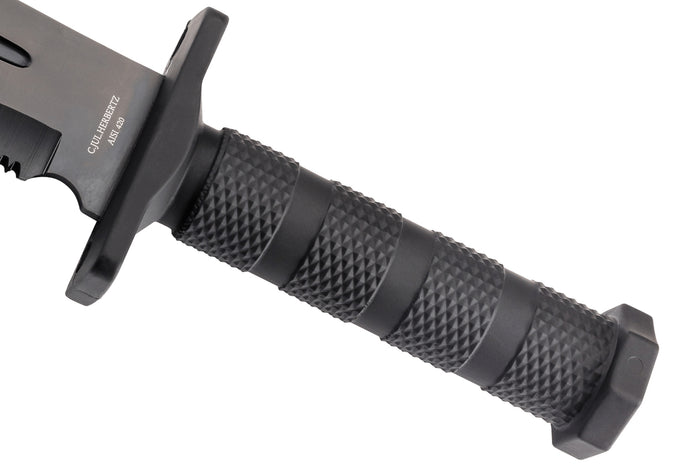 Couteau Herbertz 109118 lame semi-dentée 18,2cm manche polymère noir + étui