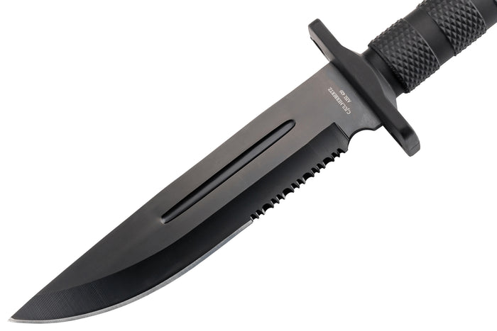 Couteau Herbertz 109118 lame semi-dentée 18,2cm manche polymère noir + étui