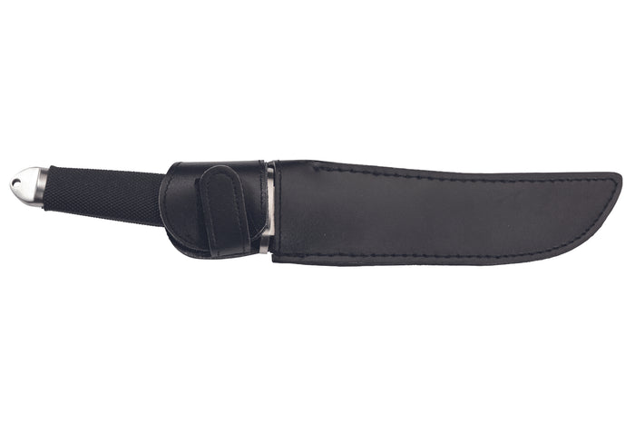 Couteau Herbertz 581318 lame tanto 18cm manche caoutchouc noir + étui en cuir