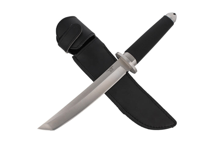Couteau Herbertz 581318 lame tanto 18cm manche caoutchouc noir + étui en cuir