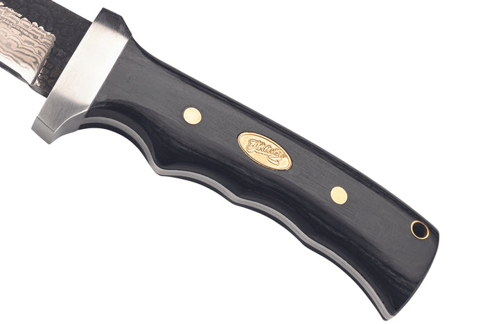 Couteau Herbertz 593413 lame damassée 12cm manche pakkawood riveté + étui en cuir