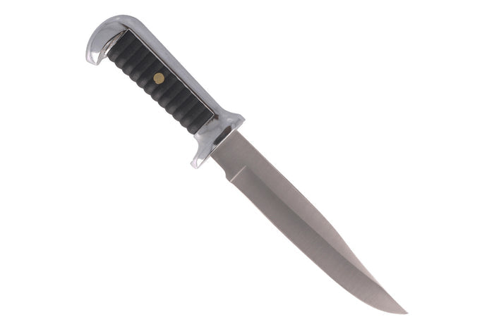 Couteau Herbertz Bowie 106415 lame 15,5cm manche zinc et cuir + étui en cuir