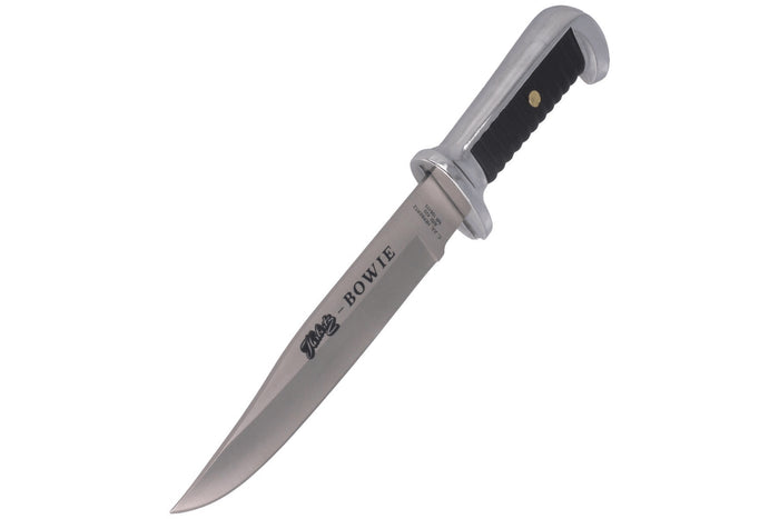 Couteau Herbertz Bowie 106415 lame 15,5cm manche zinc et cuir + étui en cuir