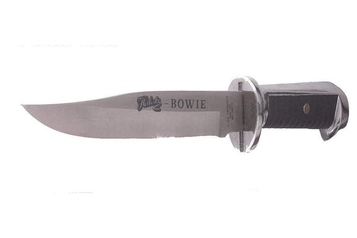 Couteau Herbertz Bowie 106415 lame 15,5cm manche zinc et cuir + étui en cuir