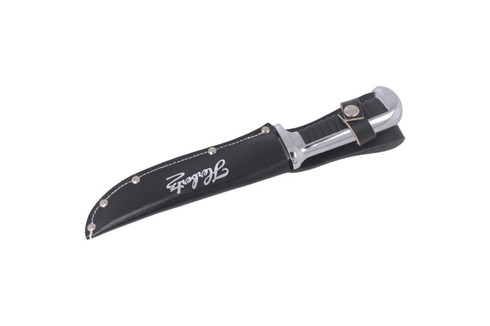 Couteau Herbertz Bowie 106415 lame 15,5cm manche zinc et cuir + étui en cuir