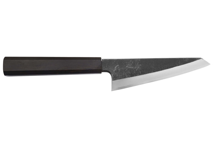 Couteau honesuki 15cm japonais artisanal Hatsukokoro Shirasagi manche en ébène