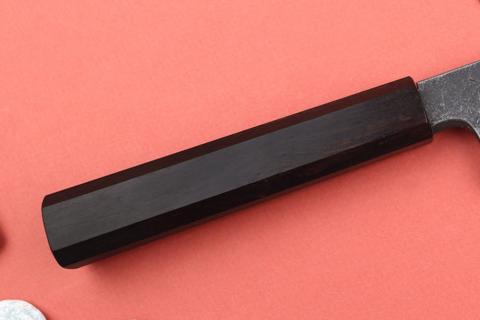 Couteau honesuki 15cm japonais artisanal Hatsukokoro Shirasagi manche en ébène