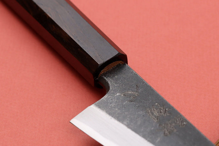 Couteau honesuki 15cm japonais artisanal Hatsukokoro Shirasagi manche en ébène