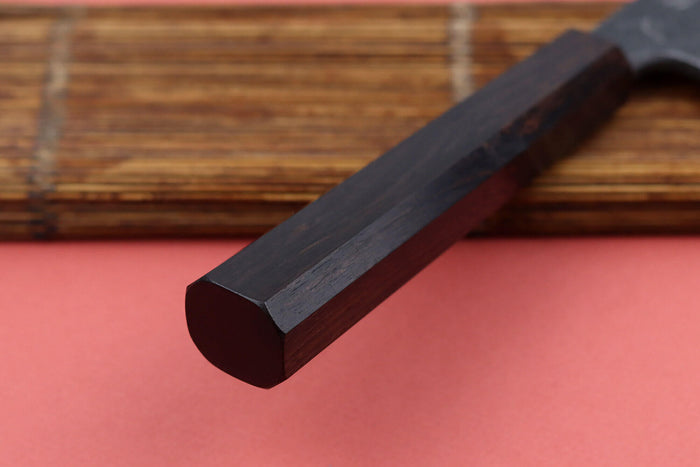 Couteau honesuki 15cm japonais artisanal Hatsukokoro Shirasagi manche en ébène