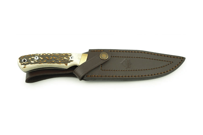 Couteau Puma IP Mountain 320114 lame 14,5cm manche bois de cerf + étui en cuir
