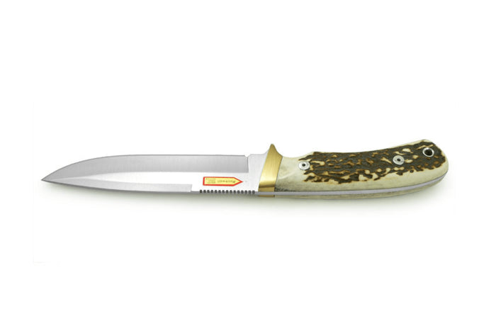 Couteau Puma IP Mountain 320114 lame 14,5cm manche bois de cerf + étui en cuir