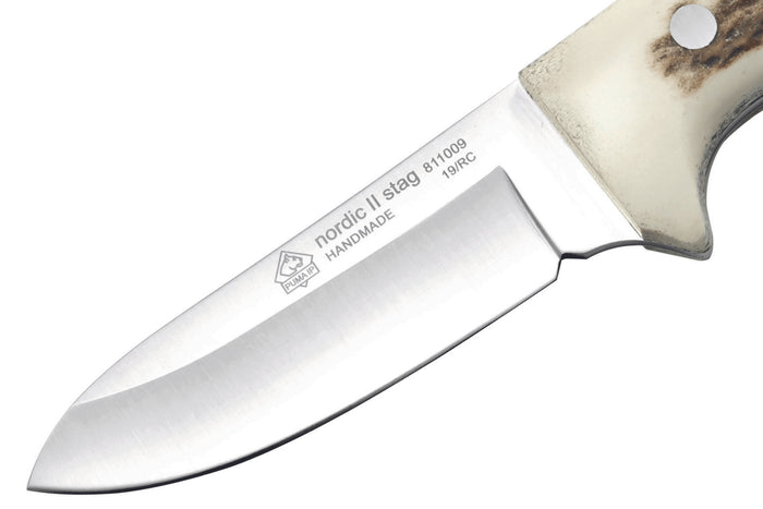 Couteau Puma IP Nordic II Stag 311009 lame 8,5cm manche bois de cerf + étui en cuir